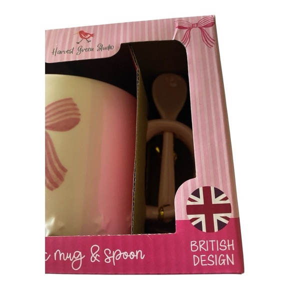 🎄CHRISTMAS GIFTS🎄 NWT-HARVEST GREEN STUDIO-CERAMIC MUG AND SPOON-BRITISH DESIGN - Picture 3 of 4